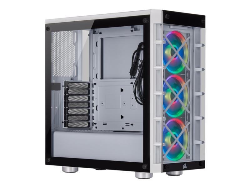 Corsair Icue 465X Rgb - Tower - Atx - Sidepanel Med Vindue (Hærdet Glas) - Ingen Strømforsyning (Atx) - Hvid - Usb/Lyd