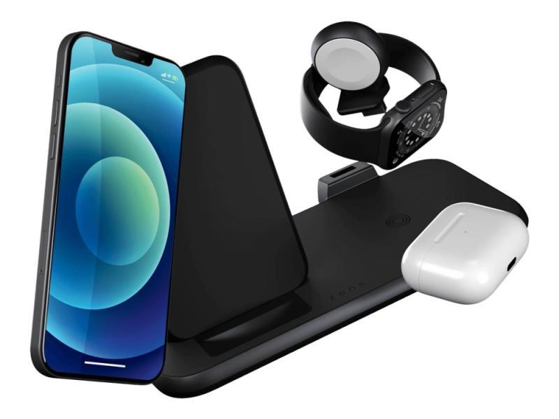 Zens Aluminium Series 4 In 1 - Trådløs Opladningsstander + Ac-Strømadapter - 45 Watt - Apple Fast Charge, Fc (Usb) - På Kabel: Usb-C - Hvid