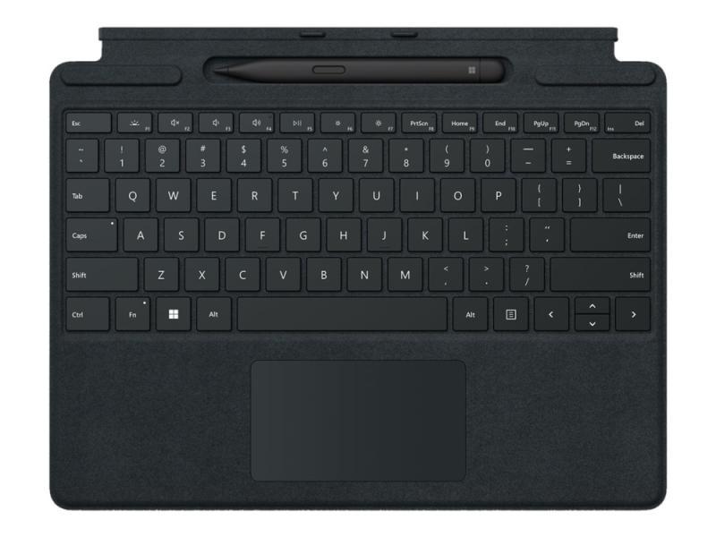 Microsoft Surface Pro Signature Keyboard - Tastatur - Med Touchpad, Accelerometer, Surface Slim Pen 2 Opbevaring Og Opladningsbakke - Belgisk - Sort