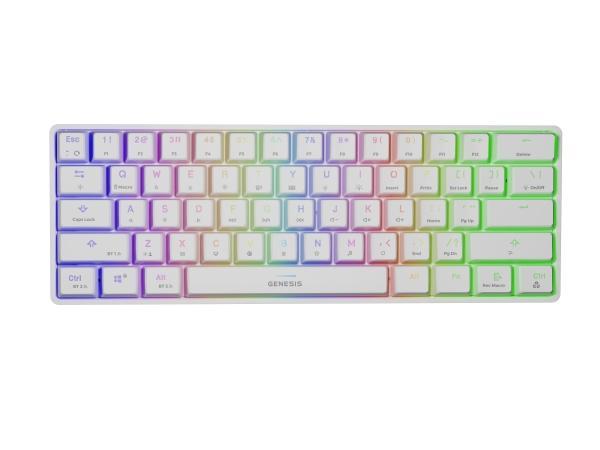 Genesis Thor 660, Kabel & Trådløs, Usb + Bluetooth, Mekanisk, Qwerty, Rgb Led, Hvid