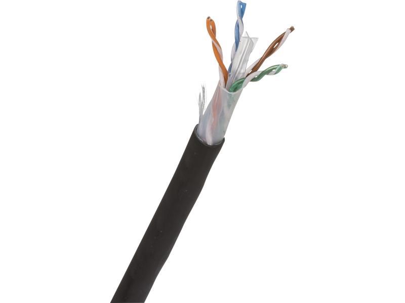 Actassi Cable Lan U/Utp 4P Cat6 Awg24 Udendørs Pe-Kappe, Sort 500M - (500 Meter)