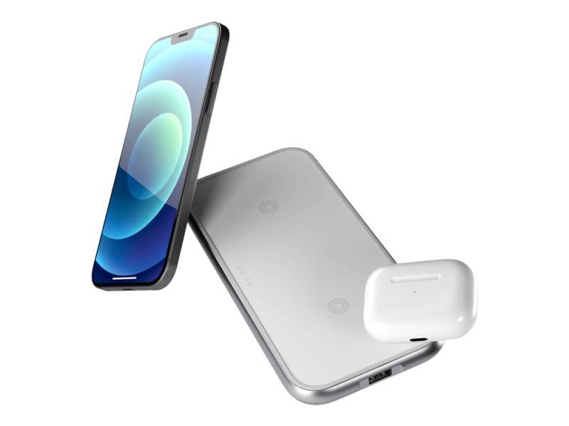 Zens Aluminium Series - Trådløs Opladningspude + Ac-Strømadapter - 20 Watt - Apple Fast Charge, Fc - Hvid