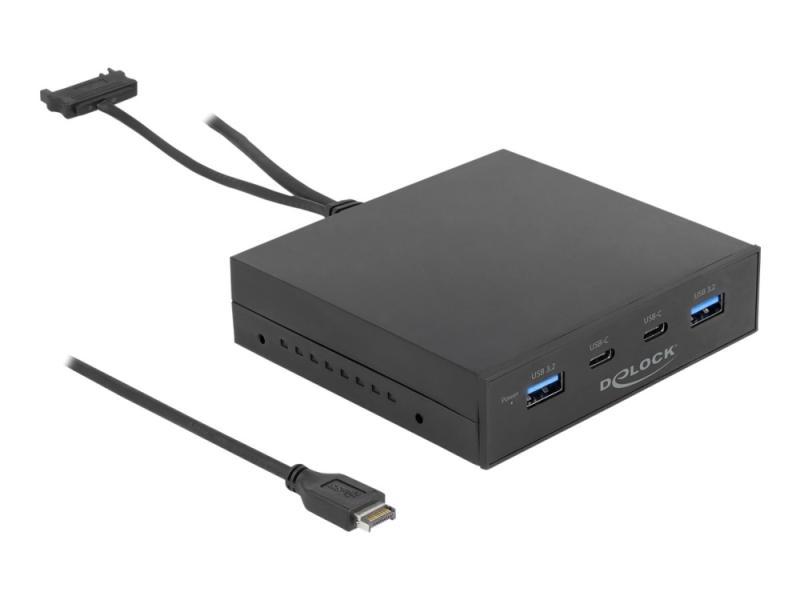 Delock - USB 3.2 Gen 2 Lagrings Bay Port Panel - Sort