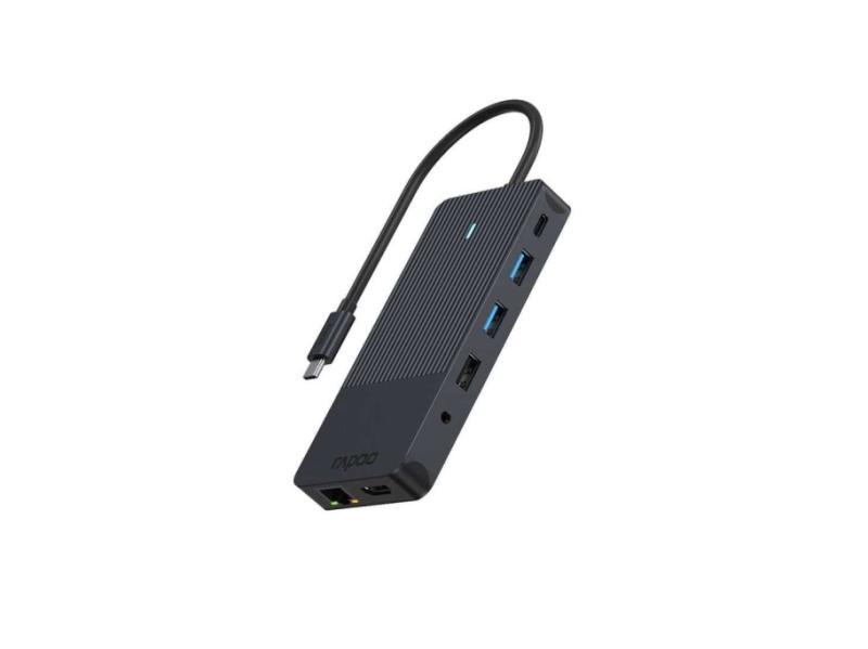 Rapoo Ucm-2006, Usb Type-C, 3,5 Mm, Displayport, Hdmi, Rj-45, Usb 3.2 Gen 1 (3.1 Gen 1), Usb Type-C, Hanstik, Sort, 5 Gbit/Sek., 7,5 W