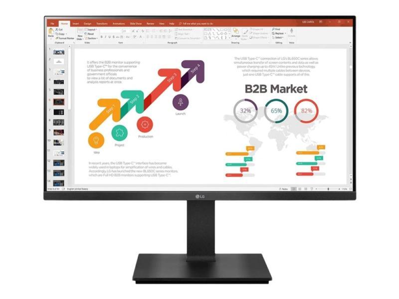 Lg 24Bp45sp-B - Led-Skærm - 24" (23.8" Til At Se) - 1920 X 1080 Full Hd (1080P) - Ips - 250 Cd/M² - 1000:1 - 5 Ms - Hdmi, Vga, Displayport - Højtaler