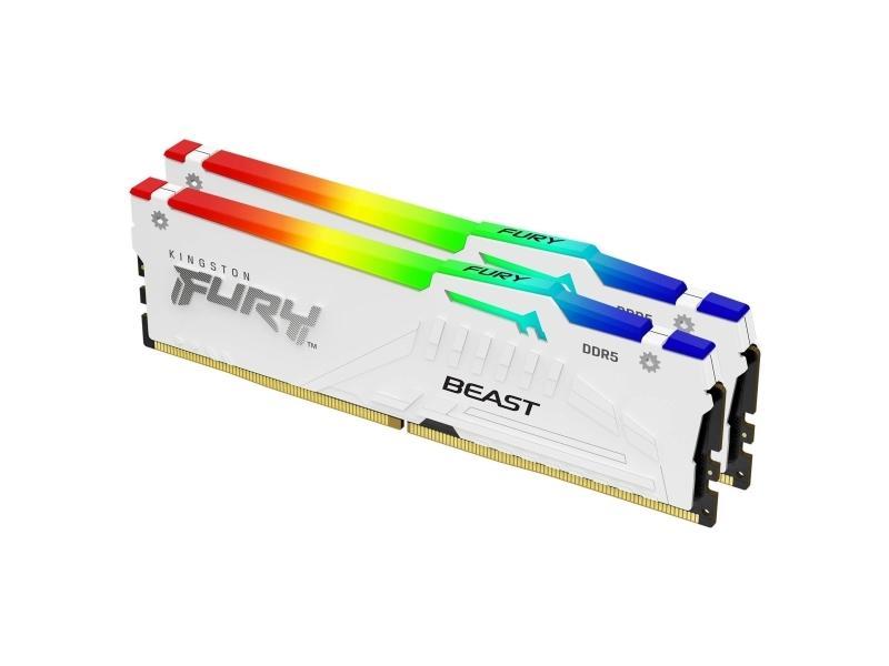 Kingston Fury Beast Rgb - Ddr5 - Sæt - 64 Gb: 2 X 32 Gb - Dimm 288-Pin - 6000 Mhz / Pc5-48000 - Cl36 - 1.35 V - Ikke Bufferet - On-Die Ecc - Hvid
