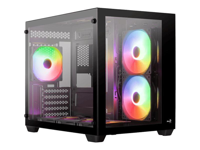Aerocool Dryft Mini V2 - Mid Tower - Micro Atx - Sidepanel Med Vindue (Hærdet Glas) - Ingen Strømforsyning (Atx) - Sort - Usb/Lyd
