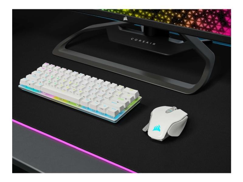 Corsair Gaming M65 Rgb Ultra Wireless - Mus - Optisk - 8 Knapper - Trådløs, Kablet - Bluetooth, 2.4 Ghz - Trådløs Modtager (Usb) - Hvid