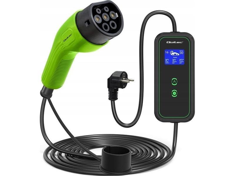 Qoltec Mobile Ev Charger With Adjustable 2-In-1 Type2 | 3.5Kw | 230V | Wi-Fi | Lcd | Portable | Wallbox | 5M