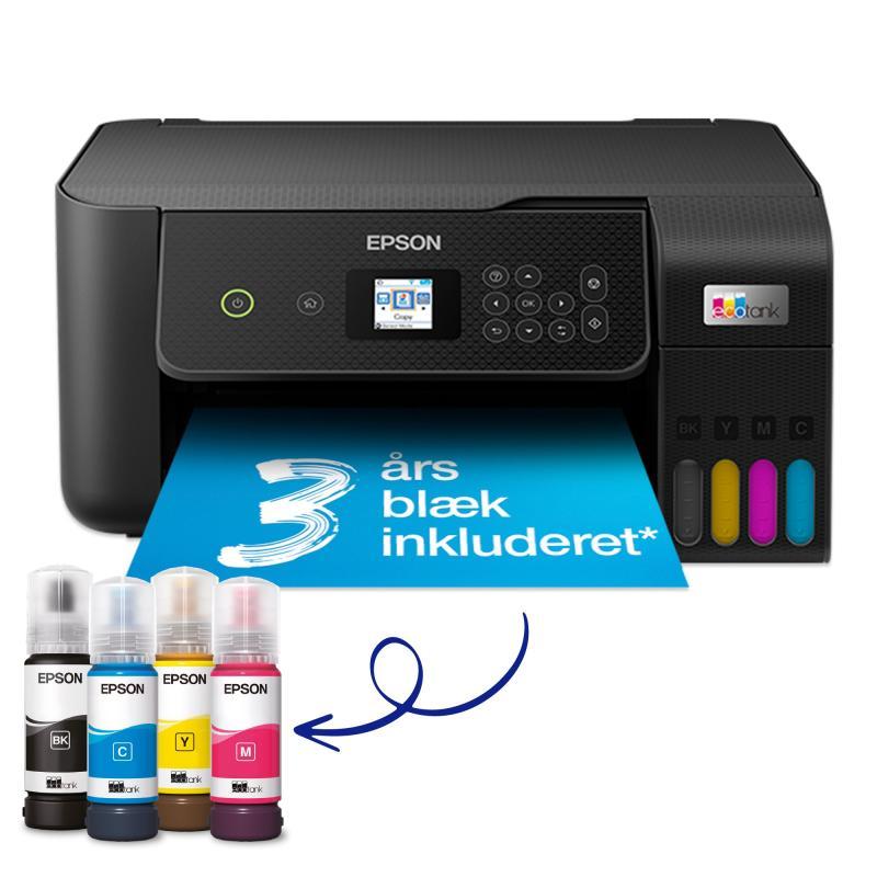 Epson Ecotank Et-2825 - Multifunktionsprinter - Farve - Blækprinter - Kan Genopfyldes - A4 (Medie) - Op Til 10 Spm (Udskriver) - 100 Ark - Usb, Wi-Fi